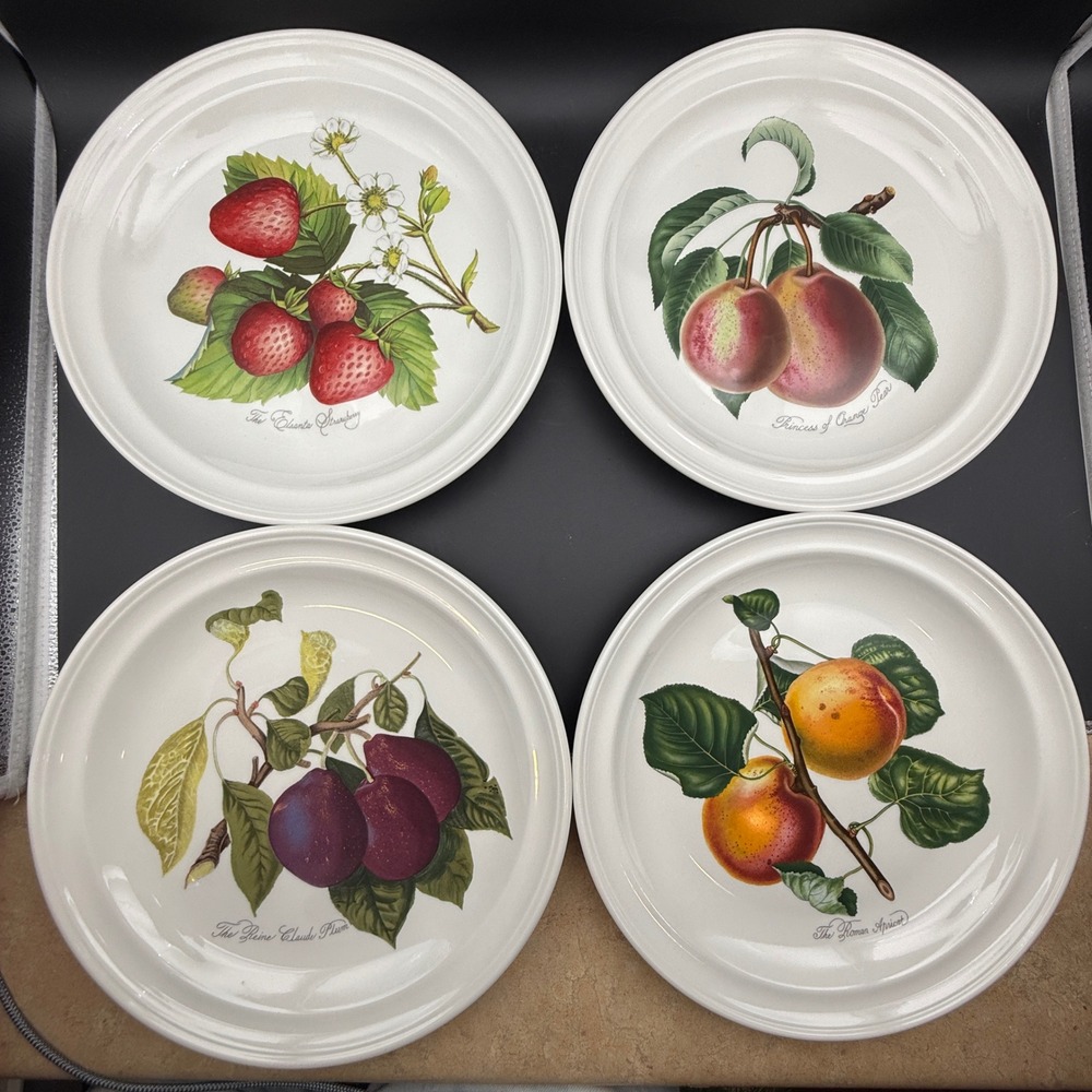 Portmeirion Pomona Dinner Plates Set 4 Fruit Botanical Cottagecore Strawberry